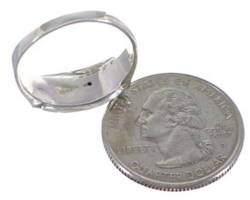 Genuine Sterling Silver Turquoise Ring Size 7-3/4 EX51424